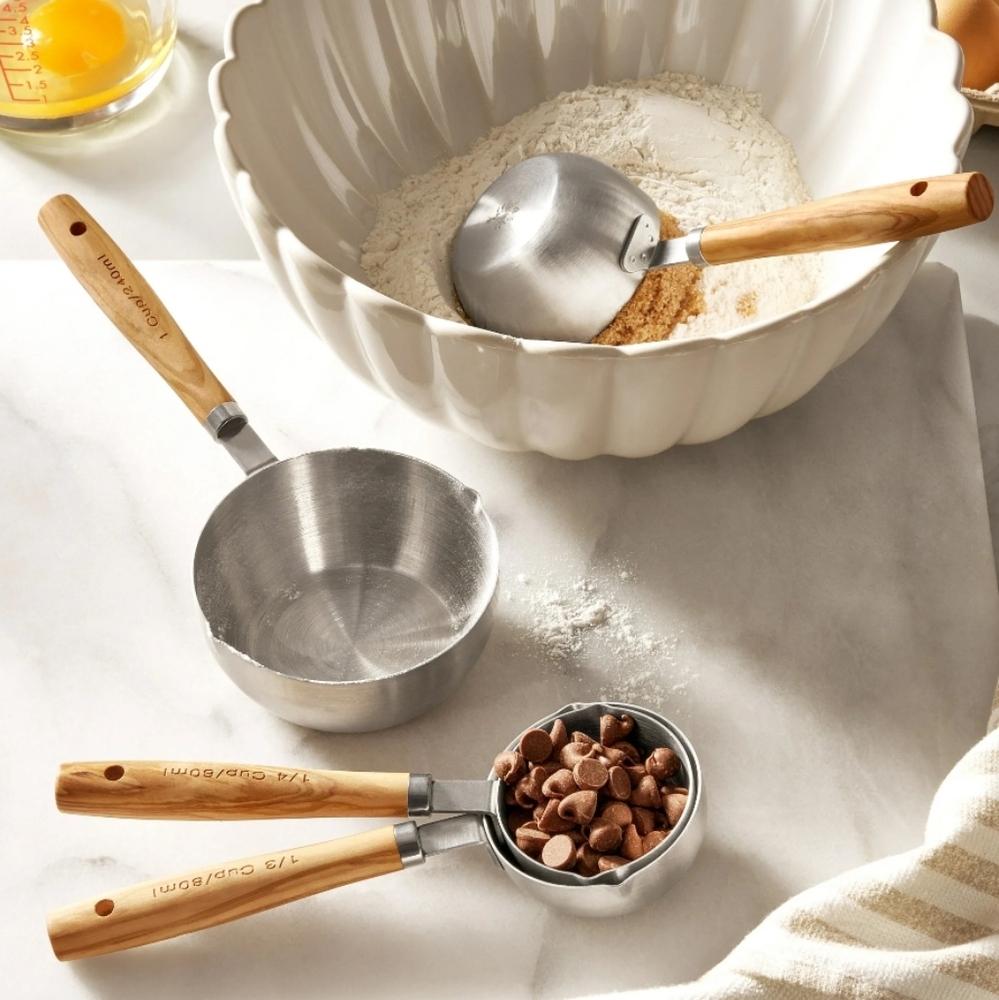 💜 New 2025 Pioneer Woman Measuring Cups With Olivewood Handles Bakeware Set